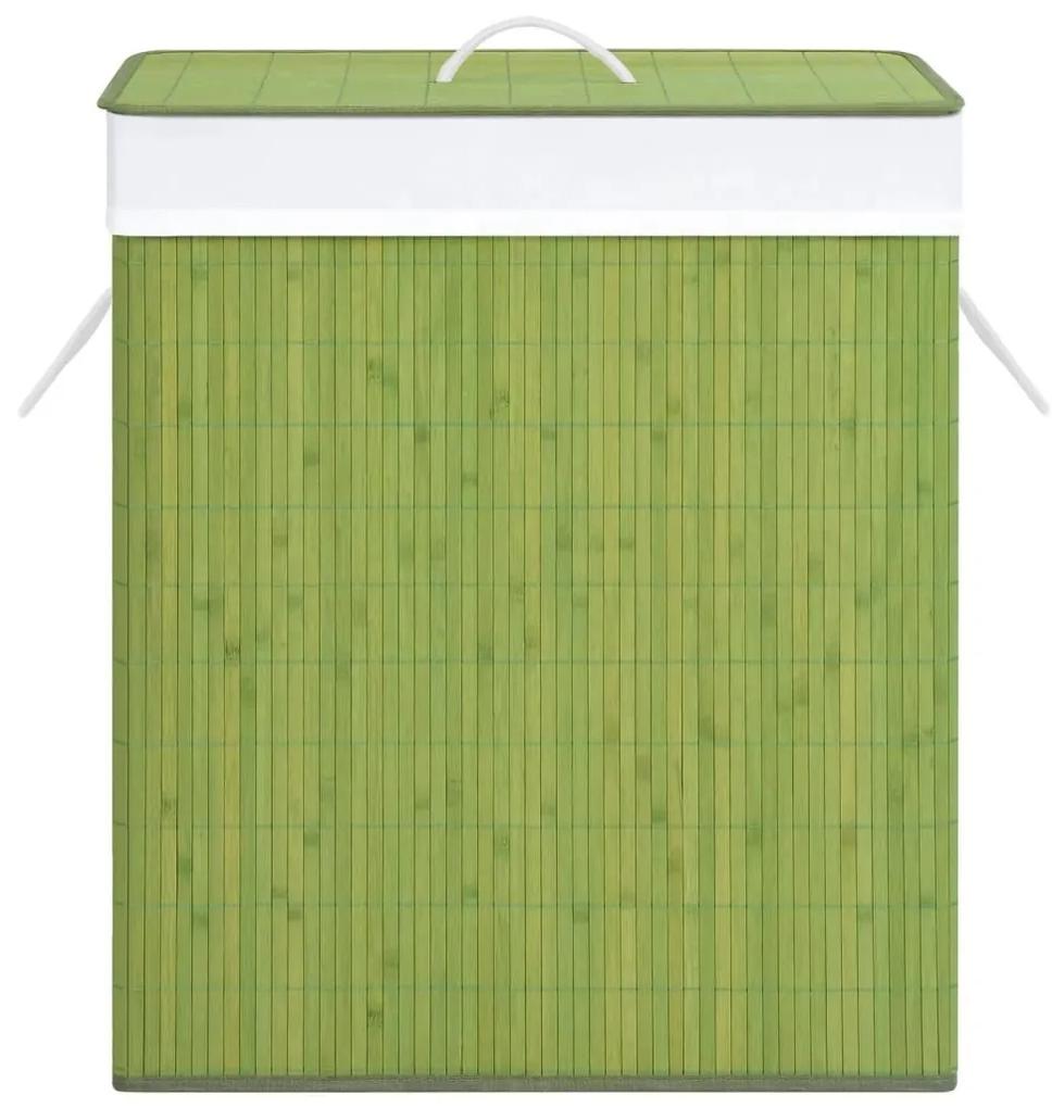 Καλάθι Άπλυτων με 2 Τμήματα Πράσινο 100 Λίτρα από Μπαμπού - Πράσινο
