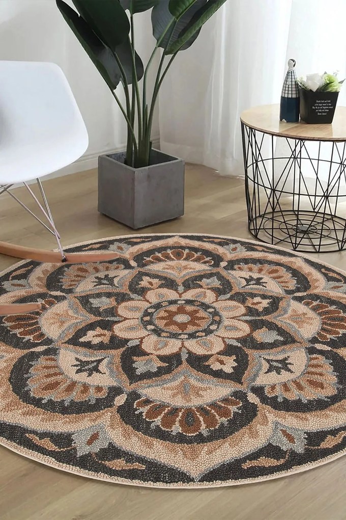 Χαλί Woopamuk490 599HFT5104 Brown-Multi Conceptum Hypnose 100X100cm Round