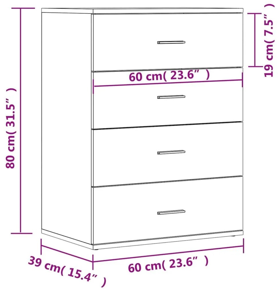 Μπουφές Γκρι Sonoma 60x39x80 εκ. από Επεξεργασμένο Ξύλο - Γκρι