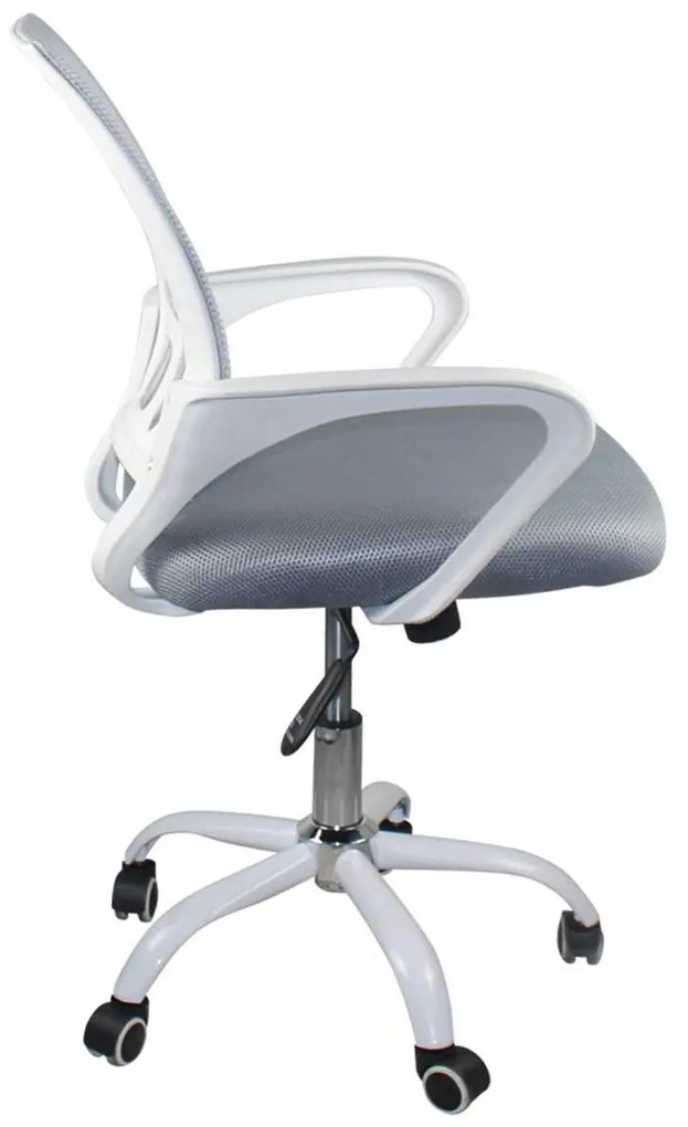 Πολυθρόνα Γραφείου Bf2101-Sw Με Ανάκλιση Άσπρο / Mesh Γκρι . Διάσταση: 57x53x90/100cm