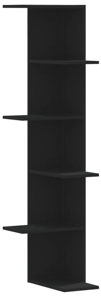 vidaXL Γωνιακή Ραφιέρα Τοίχου Μαύρο 50x50x179 εκ. Επεξ. Ξύλο