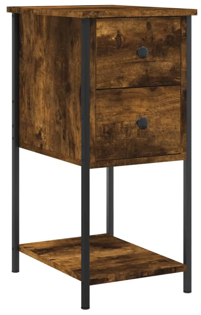 vidaXL Κομοδίνα 2 Τεμ. Καπνιστή Δρυς 32x42x70 εκ. Επεξεργασμένο Ξύλο