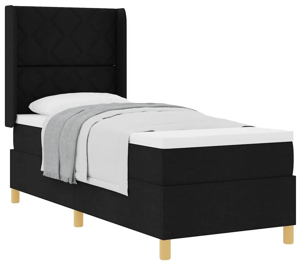 vidaXL Κρεβάτι με ελατήριο με στρώμα Μαύρο 80 x 200 cm ύφασμα