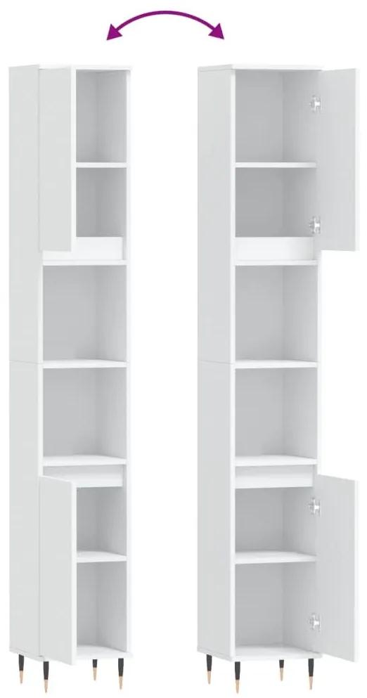 Ντουλάπι Μπάνιου Λευκό 30 x 30 x 190 εκ. από Επεξεργασμένο Ξύλο - Λευκό