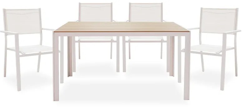 Τραπεζαρία Zacreta-Nares σετ 5τεμ  λευκό-φυσικό 140x80x72.5εκ