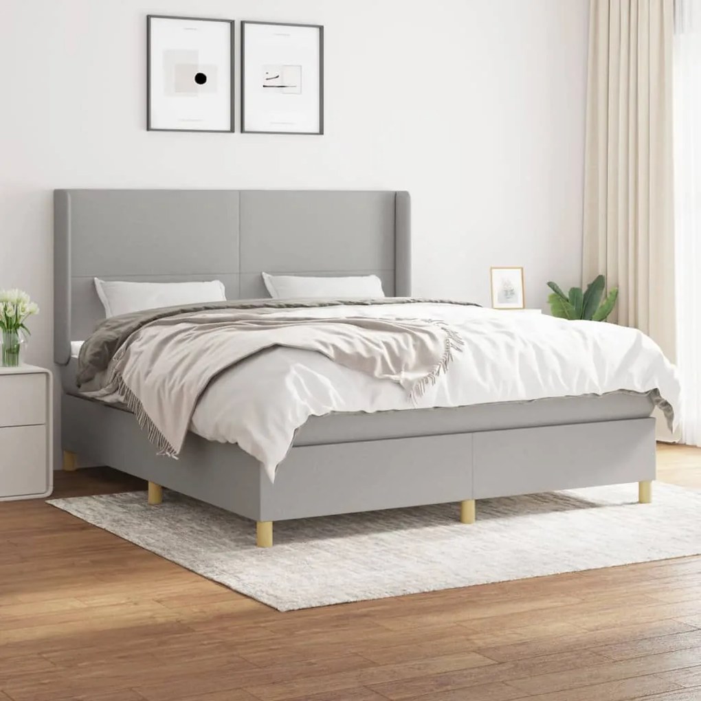 vidaXL Κρεβάτι Boxspring με Στρώμα Αν. Πράσινο 160x200εκ Υφασμάτινο