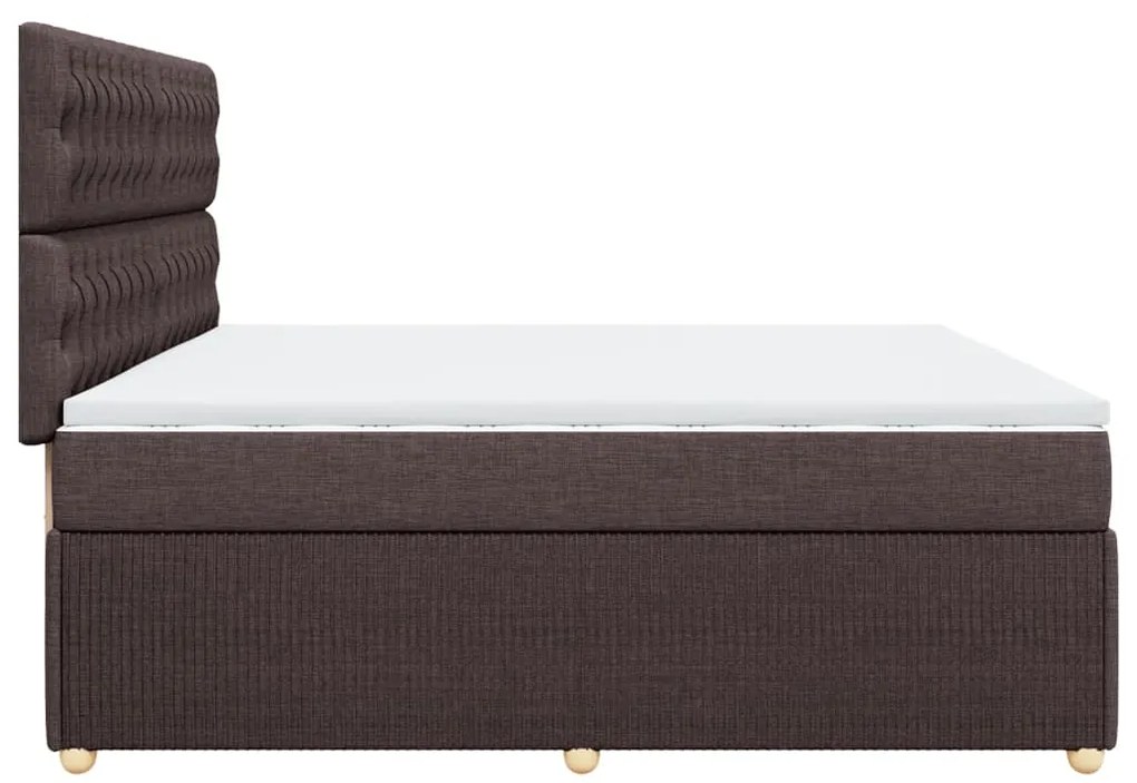 vidaXL Κρεβάτι Boxspring με Στρώμα Σκούρο Καφέ 200x200 εκ. Υφασμάτινο