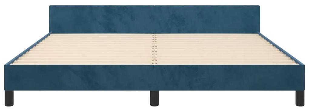 vidaXL Πλαίσιο Κρεβατιού με Κεφαλάρι Σκ. Μπλε 180x200 εκ. Βελούδινο