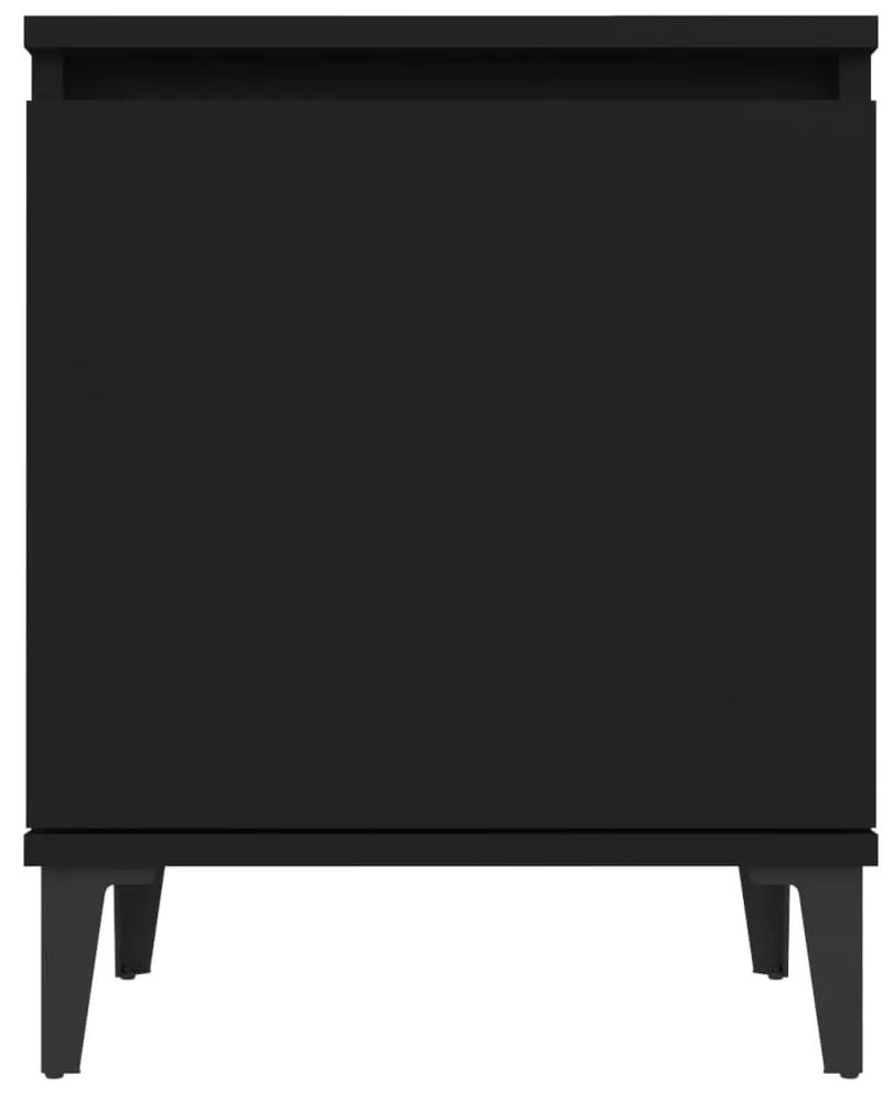 Κομοδίνα 2 τεμ. Μαύρα 40 x 30 x 50 εκ. με Μεταλλικά Πόδια - Μαύρο
