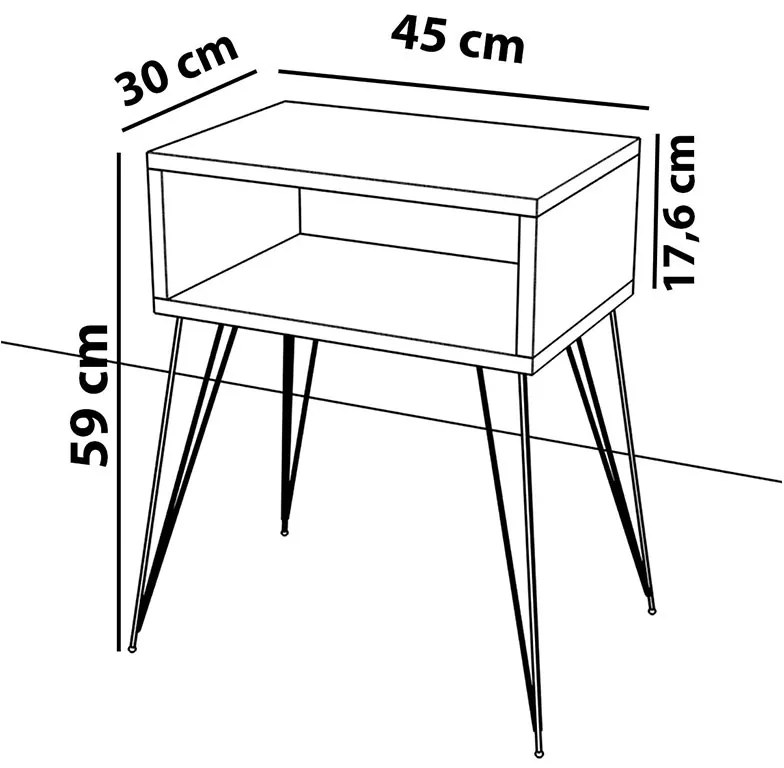 Κομοδίνο Naida pakoworld γκρι-μπεζ-μαύρο 45x30x59εκ - 120-000141 - 120-000141