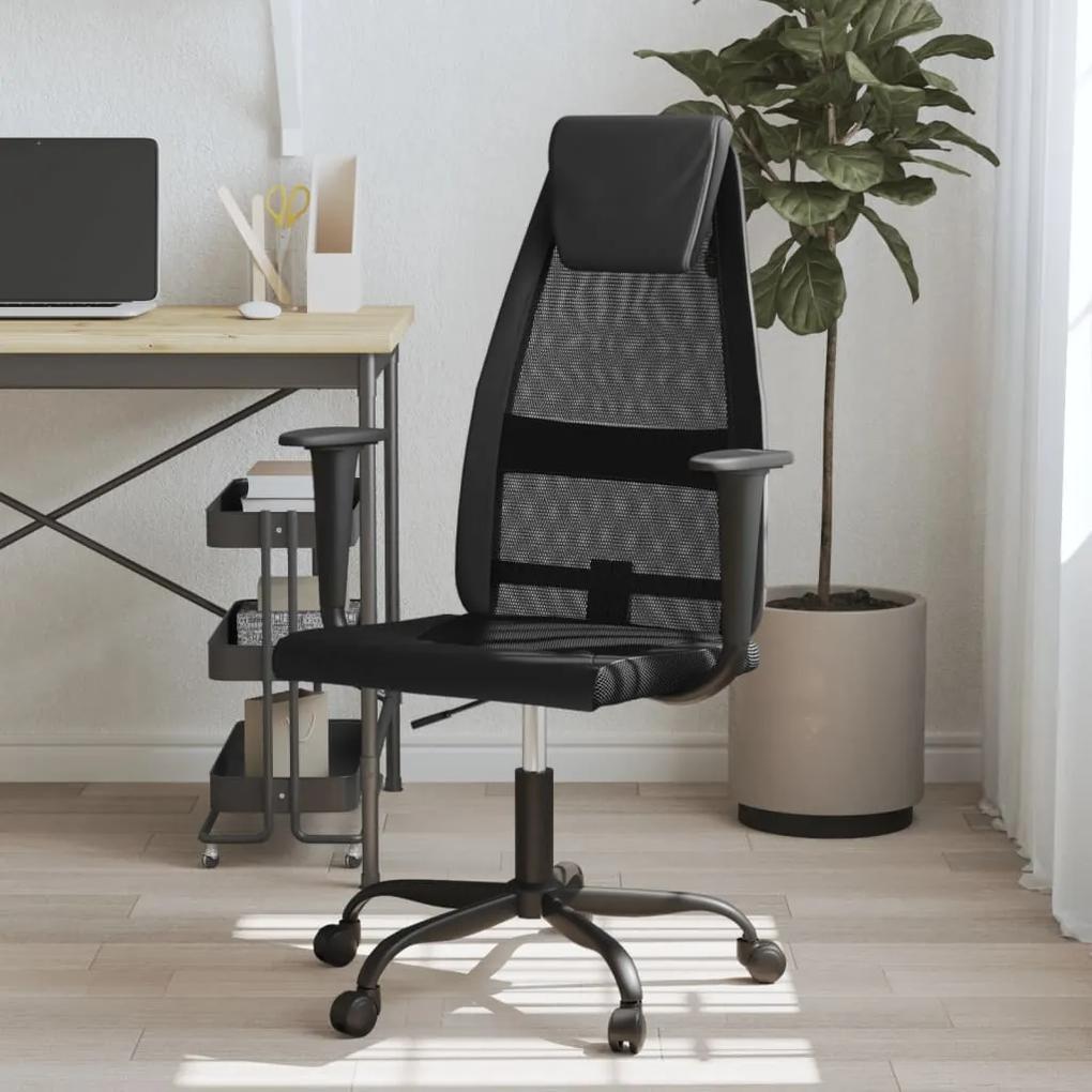 Καρέκλα Γραφείου Ρυθμ. Ύψος Μαύρη Διχτυωτό Ύφασμα/Συνθ. Δέρμα