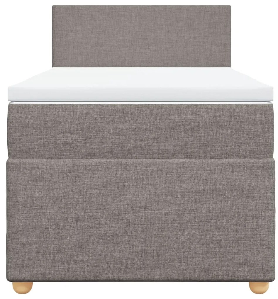 vidaXL Κρεβάτι Boxspring με Στρώμα Taupe 90x200 εκ. Υφασμάτινο