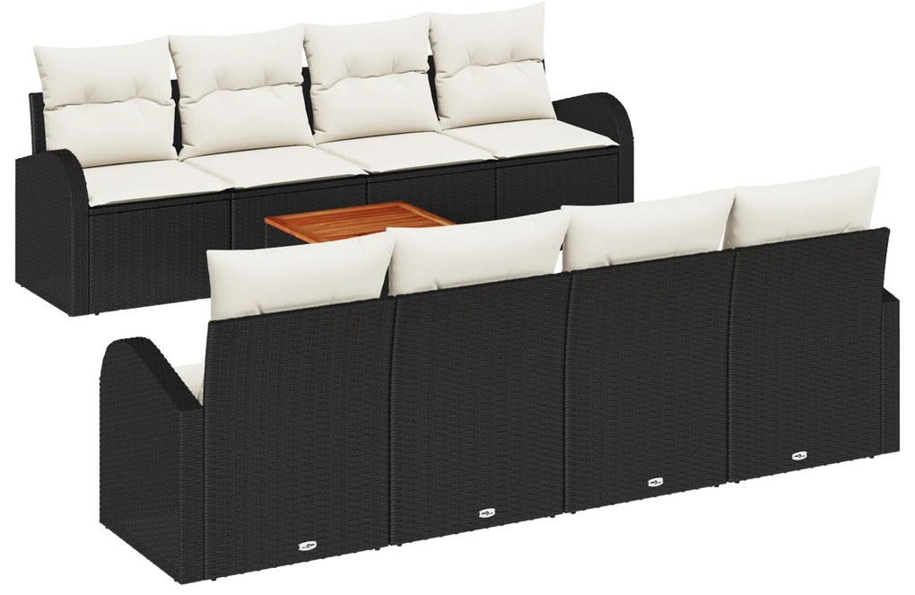 vidaXL Σέτ Καναπέ Κήπου 9 pcs Μαύρος, λευκός Large