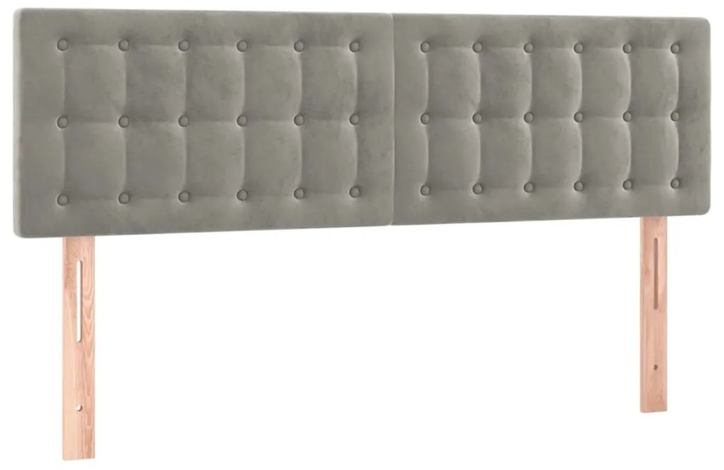 Κρεβάτι Boxspring με Στρώμα Ανοιχτό Γκρι 140x200 εκ. Βελούδινο - Γκρι