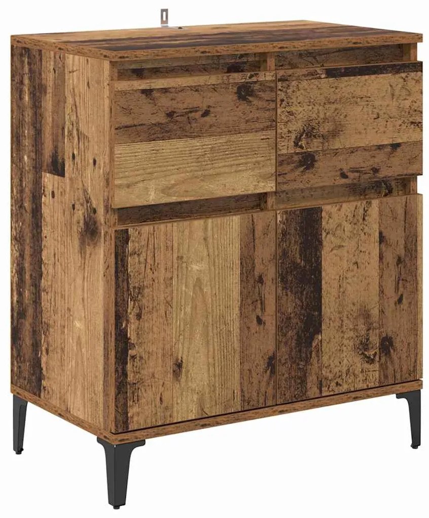 vidaXL Πλαϊνό γραφείο με συρτάρι Παλιό Ξύλο 60 x 35 x 70 cm