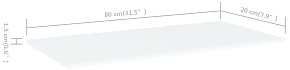 vidaXL Ράφια Βιβλιοθήκης 4 τεμ. Λευκά 80x20x1,5 εκ. από Επεξ. Ξύλο