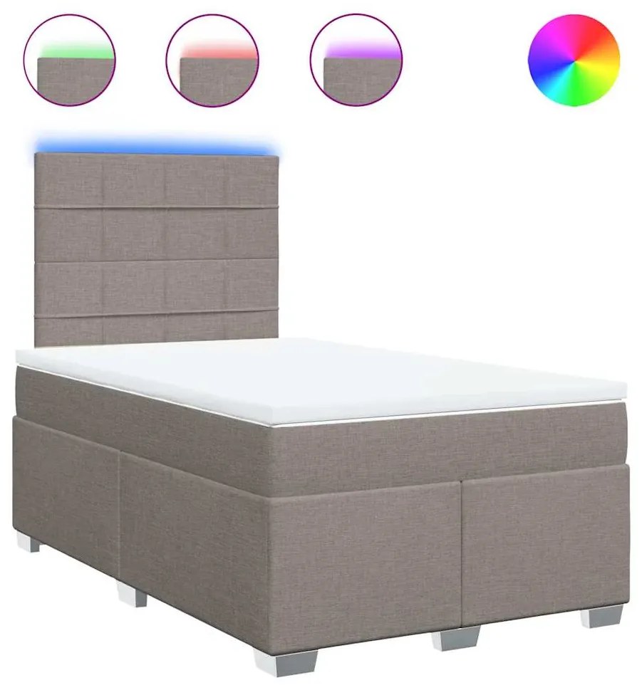 vidaXL Κρεβάτι Boxspring με Στρώμα Taupe 120x200 εκ. Υφασμάτινο