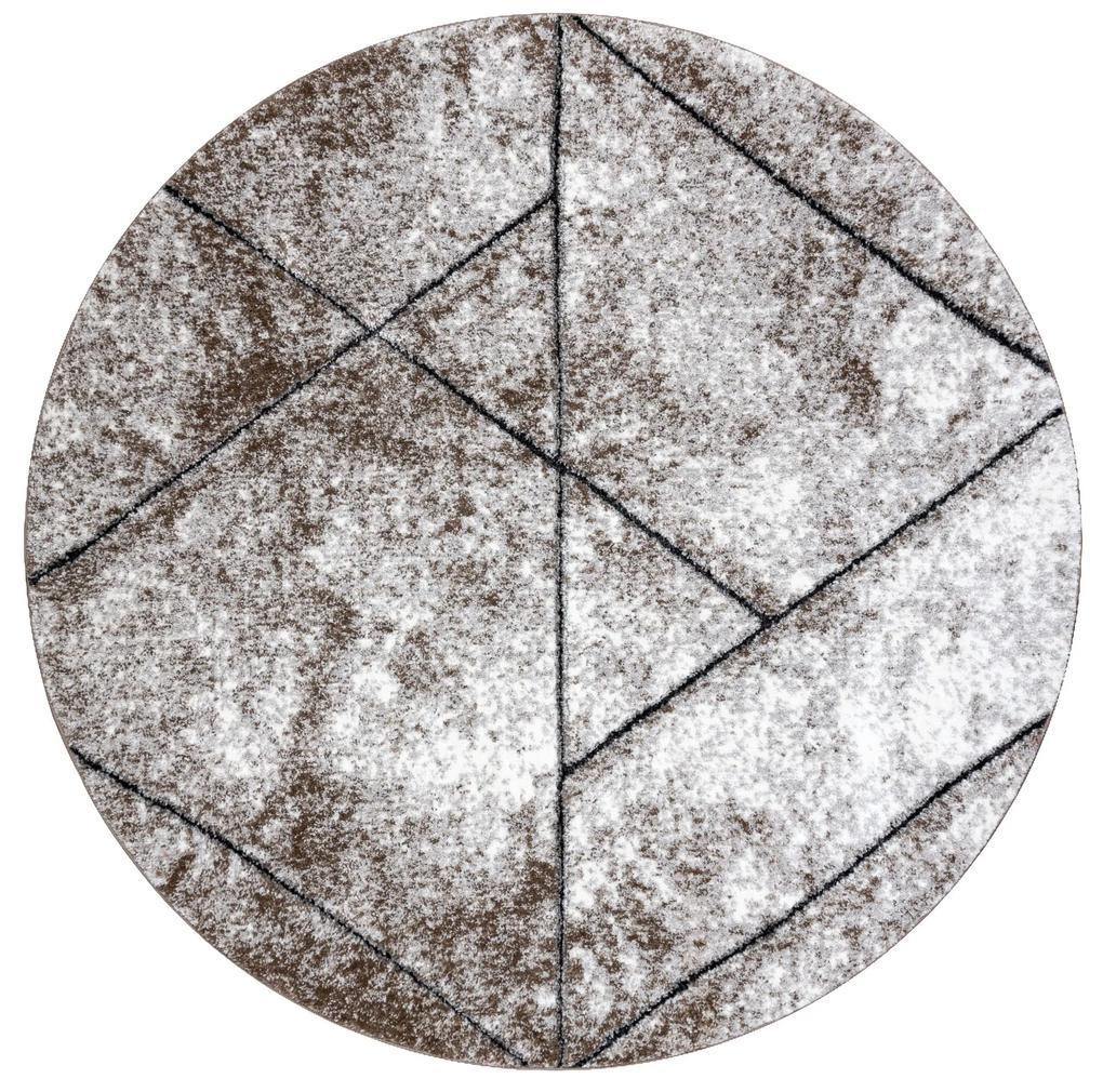 Σύγχρονο χαλί COZY 8872 Κύκλος Τοίχος, γεωμετρική, τρίγωνα - δομική δύο επίπεδα μαλλιού, καφέ