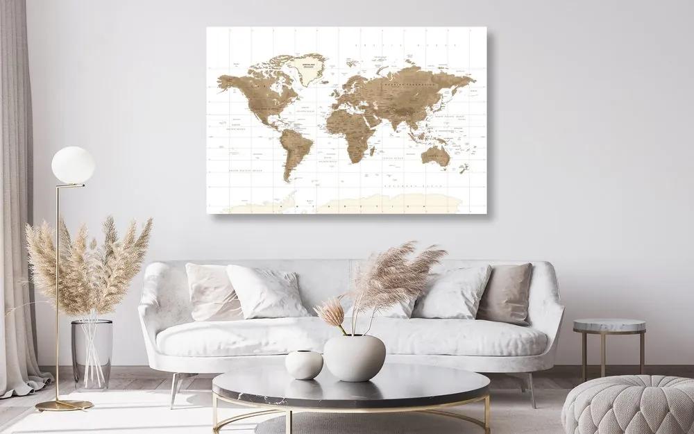 Εικόνα πανέμορφο vintage παγκόσμιο χάρτη με λευκό φόντο - 120x80
