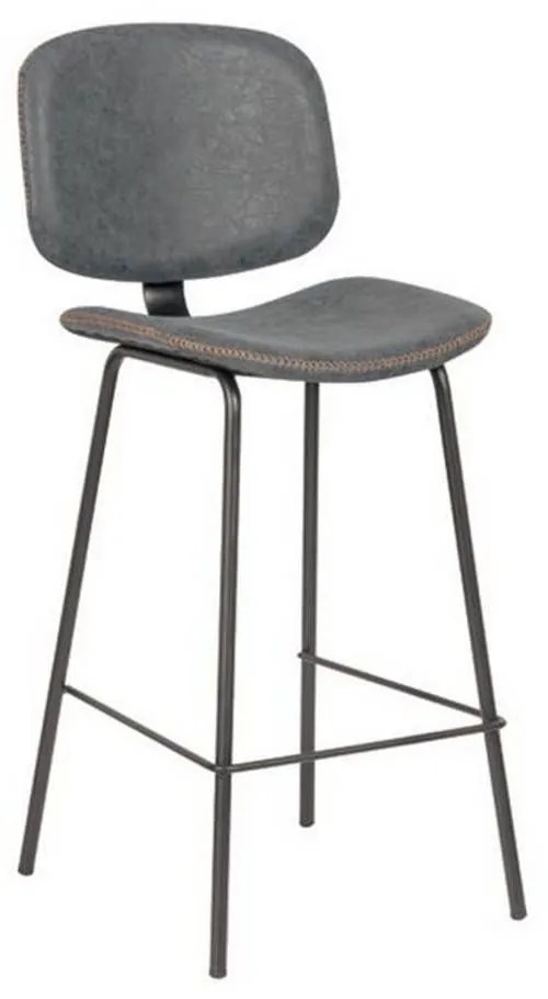 Σκαμπό Bar Barley ΕΜ774,1 43x49x70/102cm Black-Pu Vintage Grey Σετ 2τμχ Metal, Technoderma