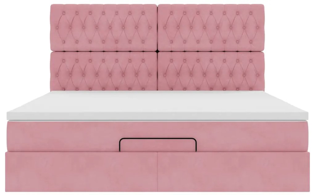 vidaXL Οθωμανικό κρεβάτι με στρώματα ροζ 160x200cm Velvet