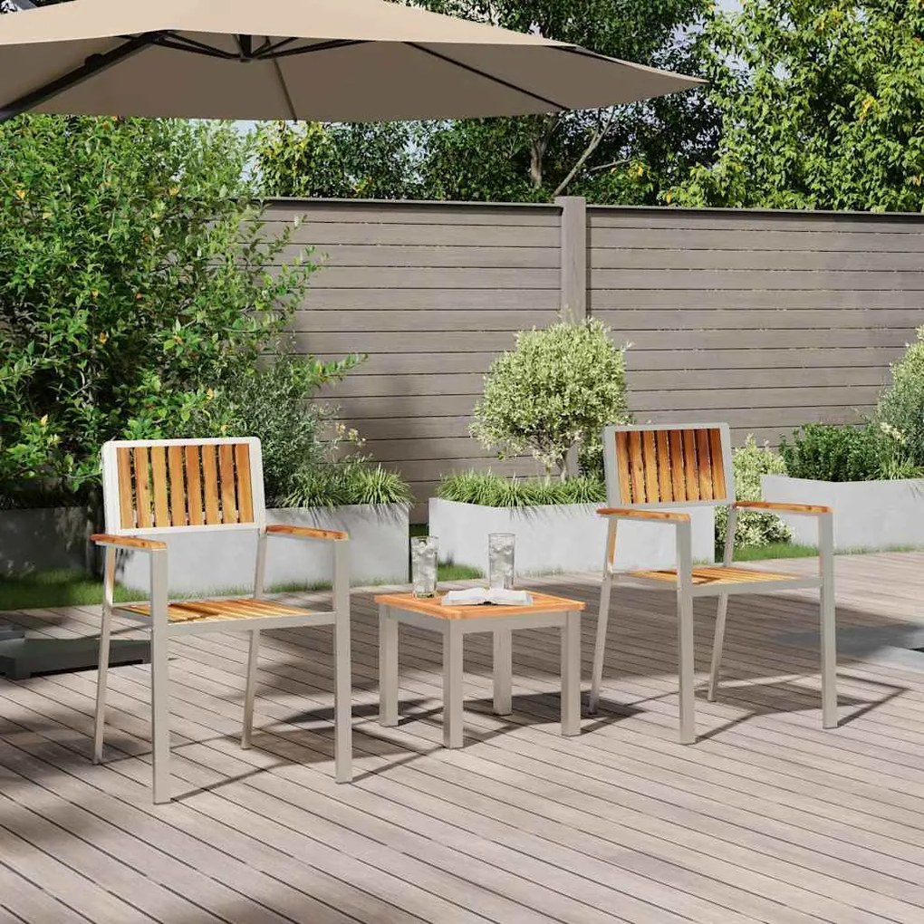 vidaXL Σέτ φαγητού για κήπο 3 pcs Καφέ Μασίφ ξύλο teak