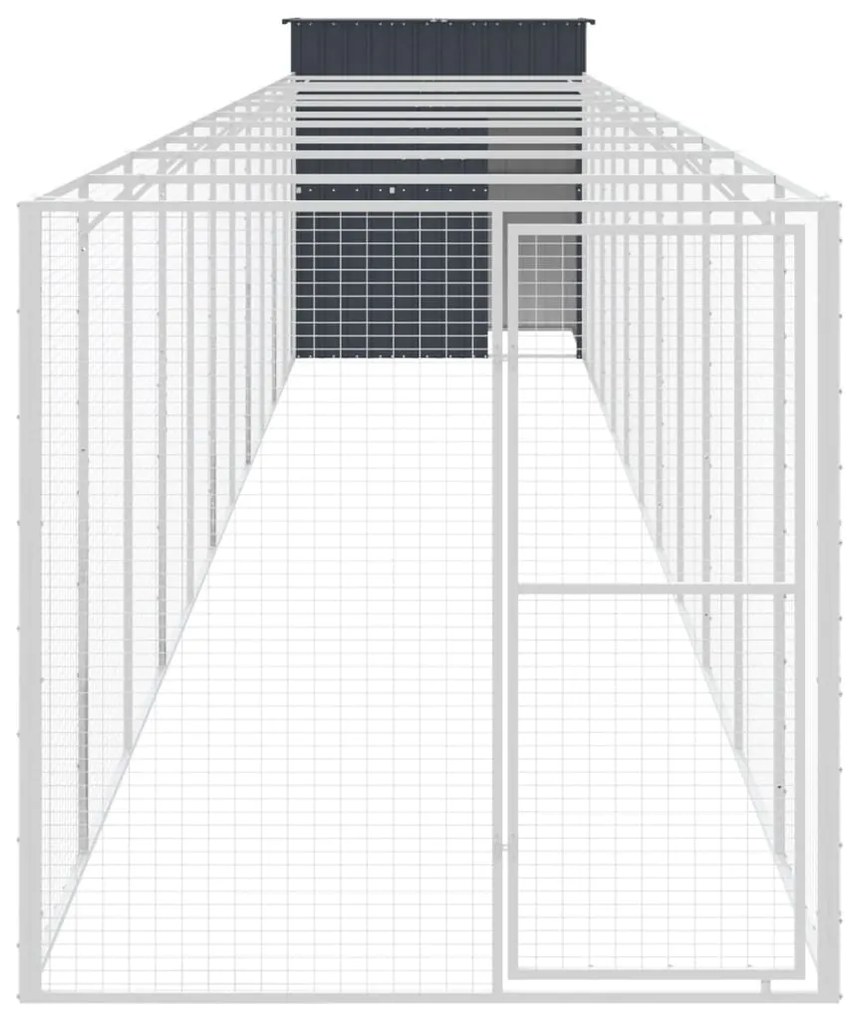 vidaXL Σπιτάκι Σκύλου με Αυλή Ανθρακί 165x1271x181 εκ. Γαλβαν. Χάλυβας