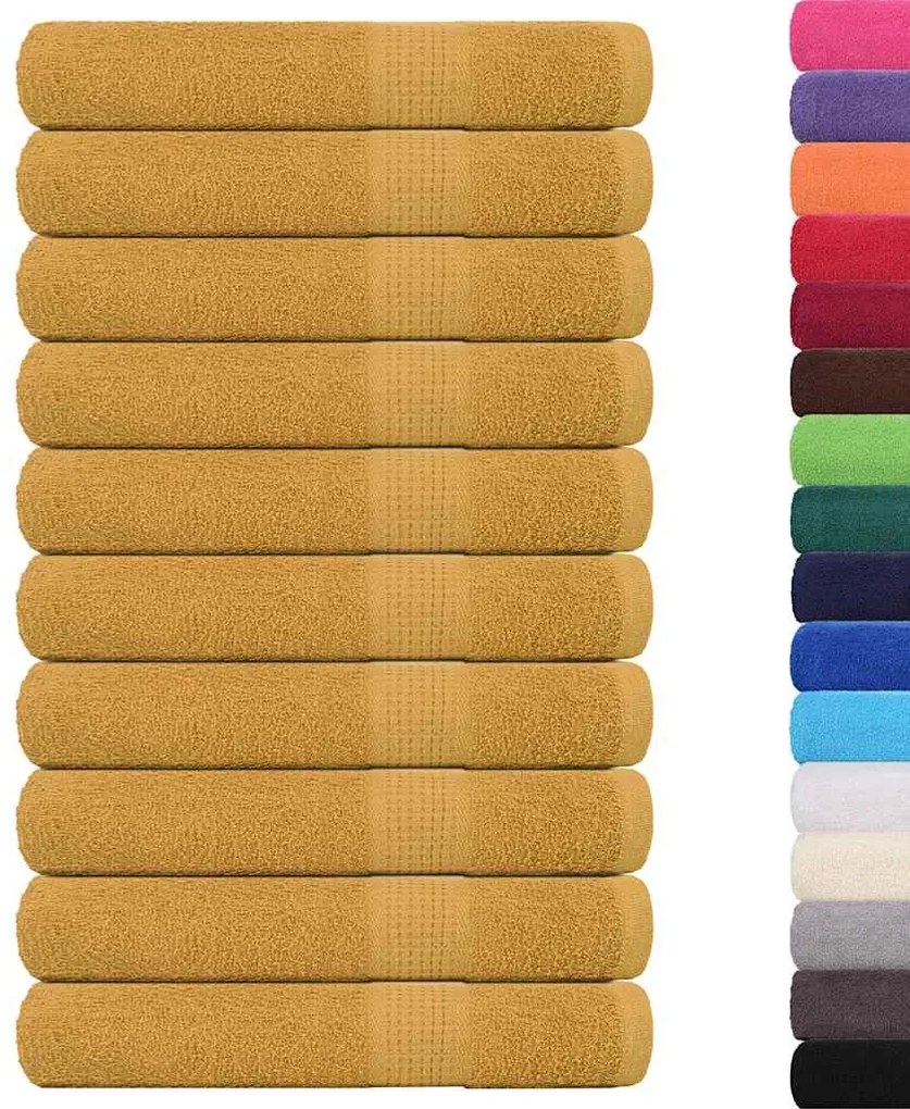 vidaXL Πετσέτες FROGN 10 τεμ. Χρυσές 100x200 εκ. 360 γρ./μ²