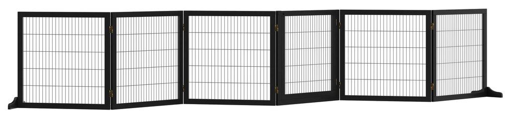 PawHut Πτυσσόμενο φράγμα σκύλου 432 x 36 x 70cm Ξύλο πεύκου Μαύρο