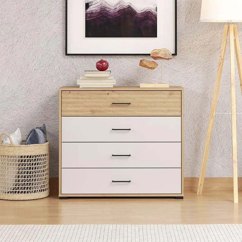 Κομότα - Συρταριέρα Modena 4F Artisan Oak - Cashmere 93x40x82 εκ. 93x40x82 εκ.