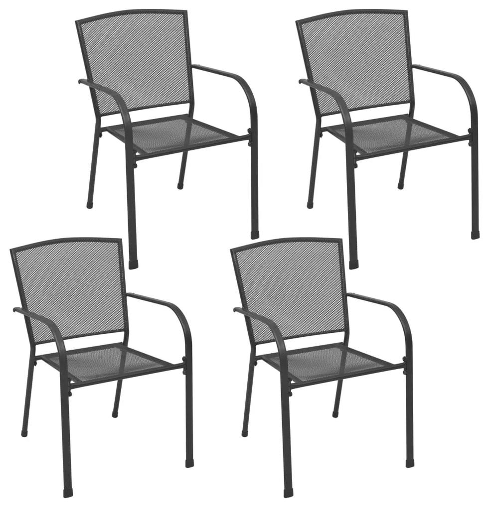 Καρέκλες Εξωτερικού Χώρου με Πλέγμα 4 τεμ. Ανθρακί Ατσάλινες