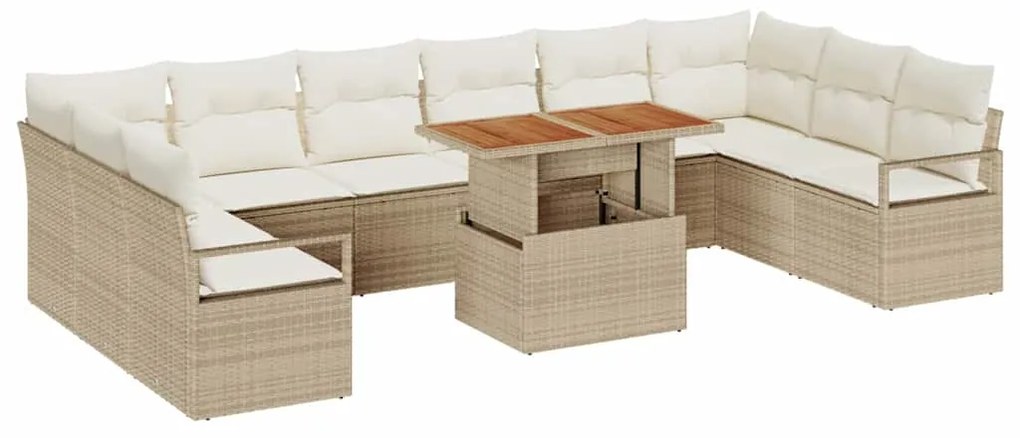 vidaXL Σετ Καναπέ Κήπου 11 pcs Μπεζ, Κρέμα 100 x 55 x 73 εκ