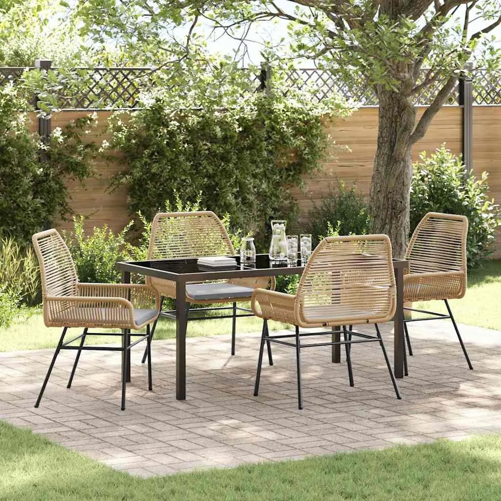 vidaXL Σέτ φαγητού για κήπο 5 pcs Καφέ συνθετικό ρατάν