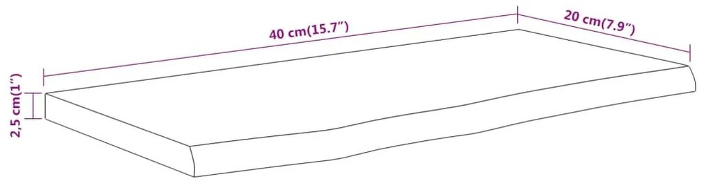 Ράφι Επιτοίχιο Ορθ. Live Edge 40x20x2,5 εκ. Μασίφ Ξύλο Ακακίας - Καφέ