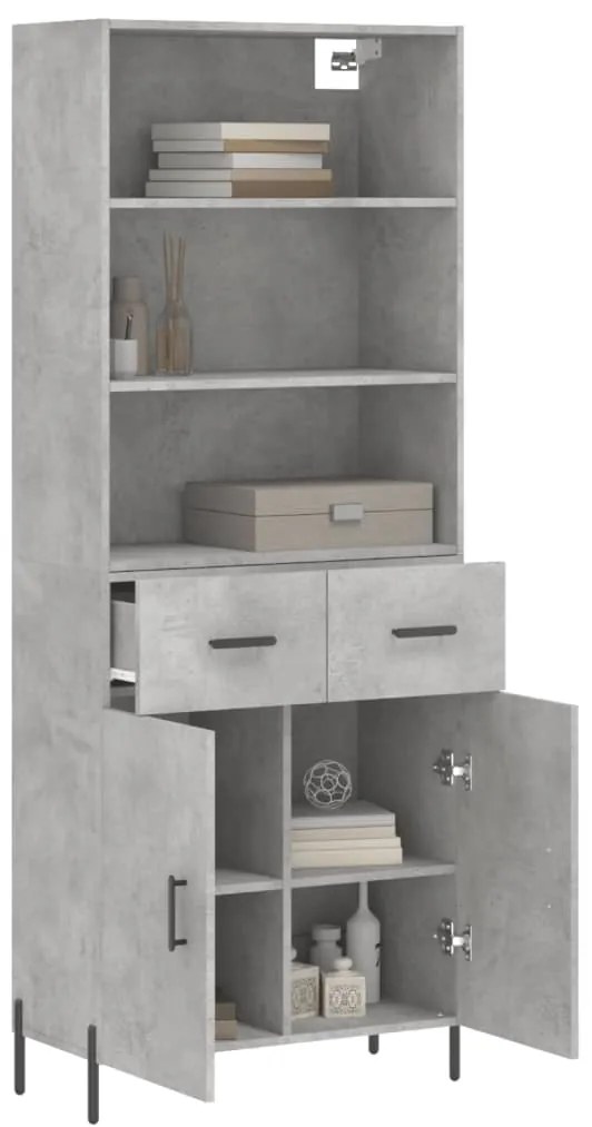 vidaXL Ντουλάπι Γκρι Σκυροδέματος 69,5x34x180 εκ. Επεξεργασμένο Ξύλο