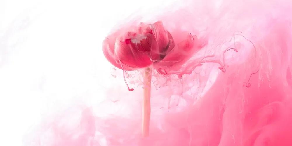 Εικόνα ενός ροζ λουλουδιού σε ένα ενδιαφέρον σχέδιο - 120x60