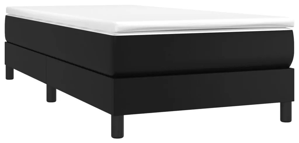 vidaXL Κρεβάτι Boxspring με Στρώμα Μαύρο 90x200εκ. από Συνθετικό Δέρμα