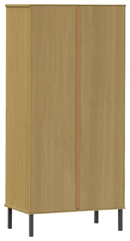 vidaXL Βιβλιοθήκη OSLO με 2 Συρτάρια Καφέ 60x35x128,5 εκ. Μασίφ Ξύλο