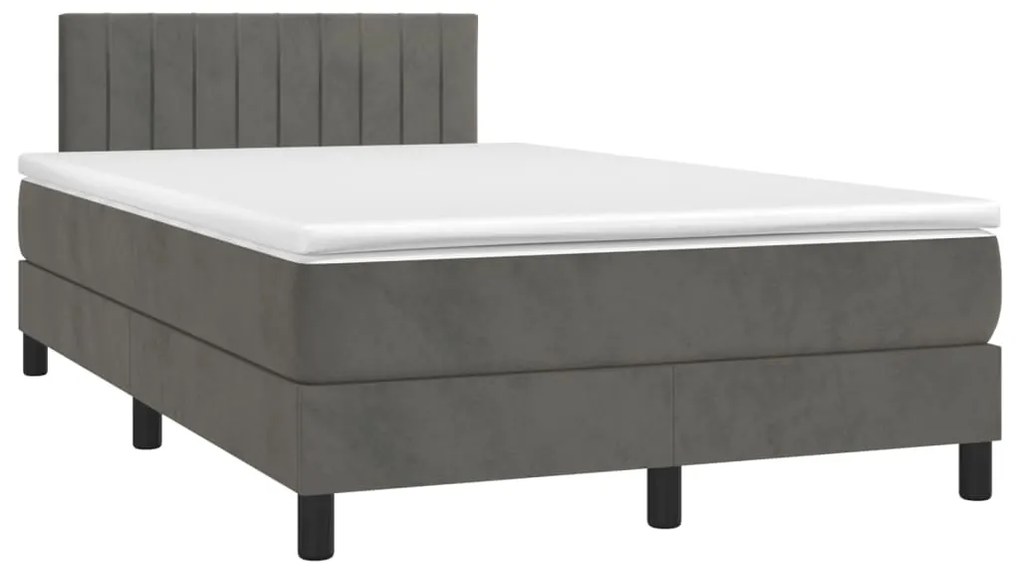 ΚΡΕΒΑΤΙ BOXSPRING ΜΕ ΣΤΡΩΜΑ &amp; LED ΣΚ. ΓΚΡΙ 120X200ΕΚ. ΒΕΛΟΥΔΙΝΟ 3134514