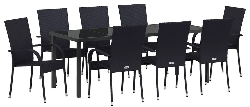 vidaXL Σέτ φαγητού για κήπο 9 pcs Μαύρο Ράτα PE