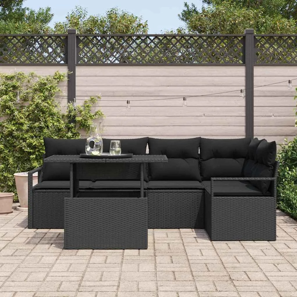 vidaXL Σετ Καναπέ Κήπου με μαξιλάρι 6 pcs Μαύρο 100 x 55 x 73 εκ