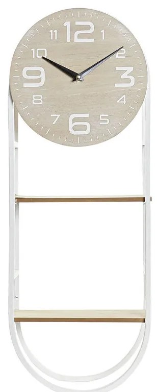 Ρολόι Τοίχου DKD Home Decor Φυσικό Μέταλλο MDF Λευκό (25,5 x 11,5 x 71 cm)