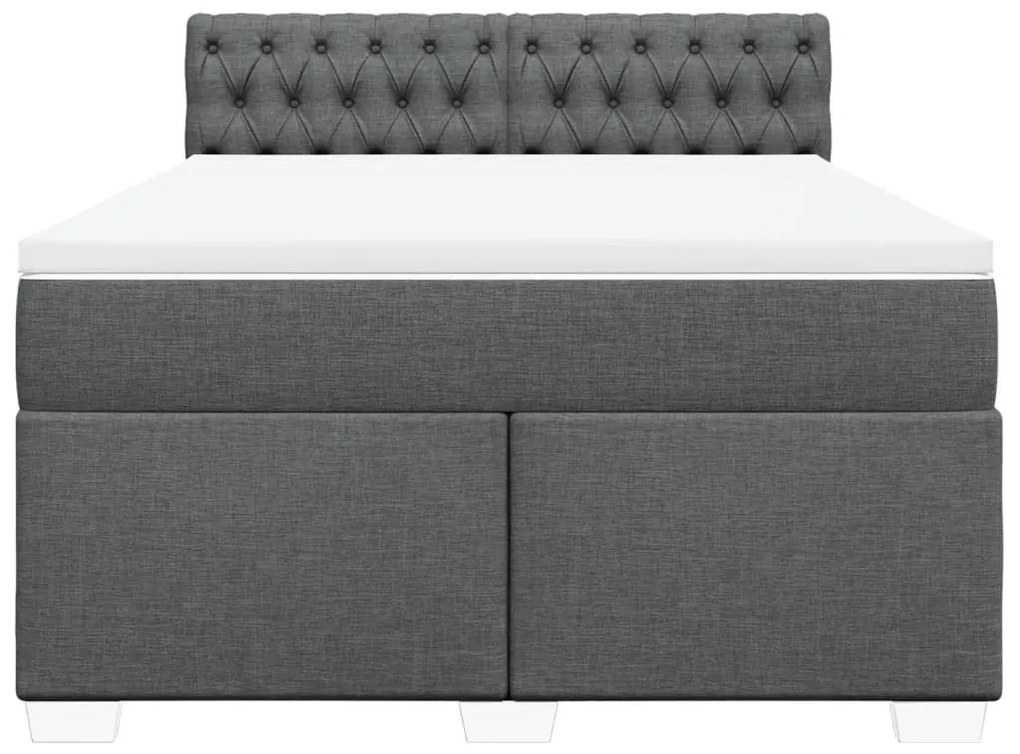 vidaXL Κρεβάτι Boxspring με Στρώμα Σκούρο Γκρι 140x200 εκ Υφασμάτινο