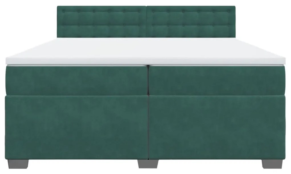 vidaXL Κρεβάτι Boxspring με Στρώμα Σκούρο Πράσινο 200x200εκ. Βελούδινο