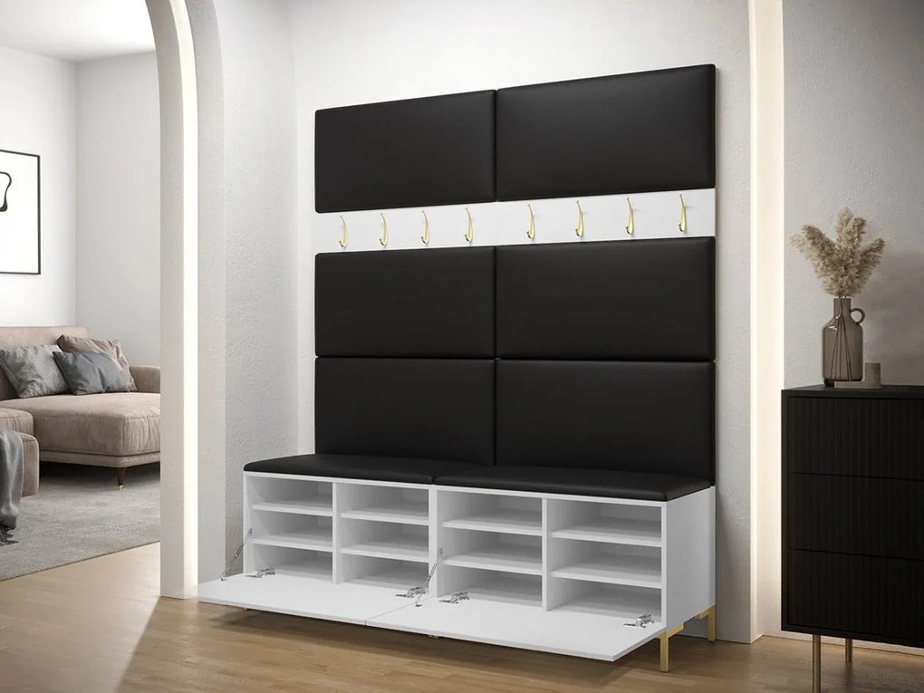 Σετ διαδρόμου Hartford F101, 196x168x46cm, 32 kg, Μαύρο, Ταπισερί, Πλαστικοποιημένη μοριοσανίδα, Εντοιχισμένη, Τοίχου | Epipla1.gr