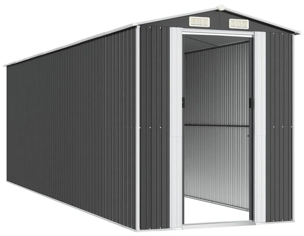 vidaXL Αποθήκη Κήπου Ανθρακί 192x606x223 εκ. Γαλβανισμένο Ατσάλι