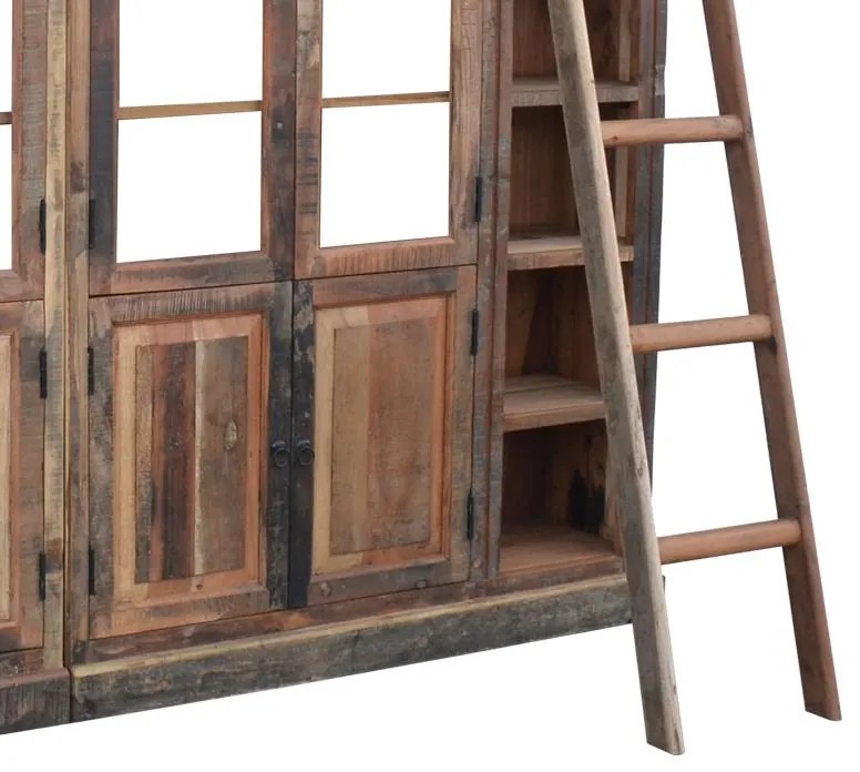 Βιβλιοθήκη Librardy Inart αντικέ καρυδί μασίφ mango ξύλο 247x35x220εκ 247x35x220 εκ.