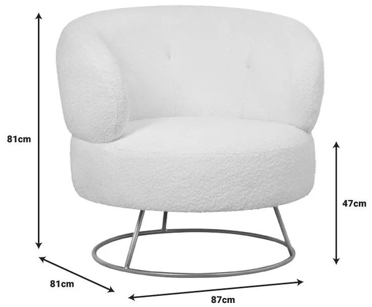 Πολυθρόνα Connie κρεμ μπουκλέ ύφασμα-πόδι χρυσό μέταλλο 87x81x81εκ 87x81x81 εκ.