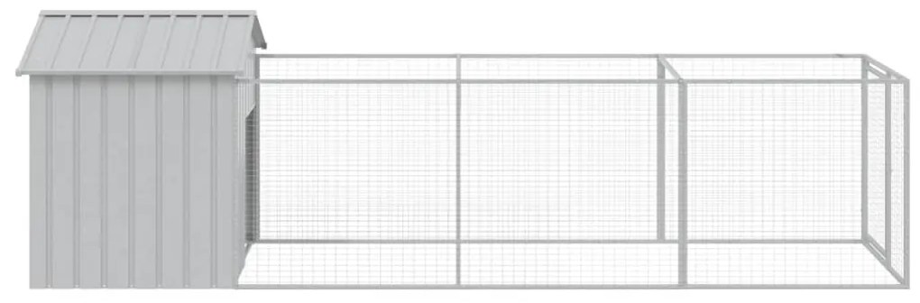 vidaXL Σπιτάκι Σκύλου με Οροφή Αν. Γκρι 117x405x123εκ. Γαλβαν. Χάλυβας