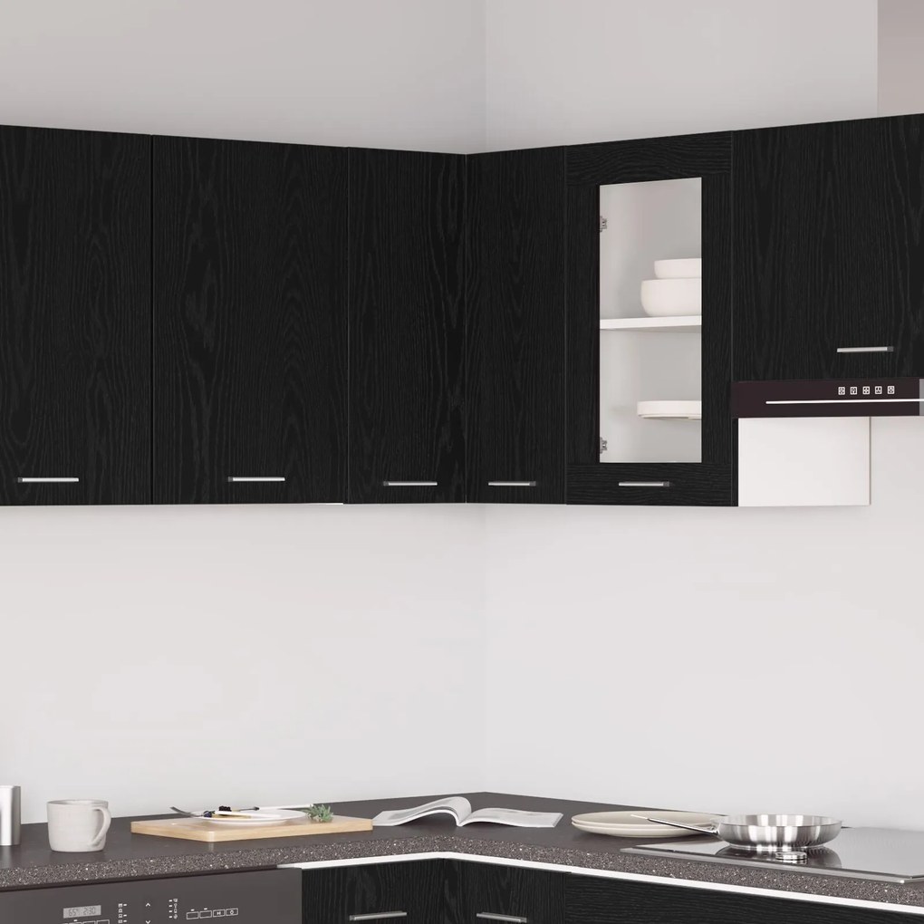 vidaXL Γωνιακό Ντουλάπι - Μαύρο Δρυς - 57x57x60 εκ. - Κατασκευασμένο από Επεξεργασμένο Ξύλο